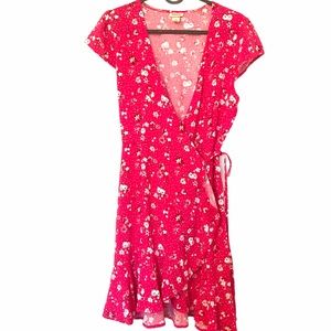 Mossimo Pink Floral Wrap Dress Size Small